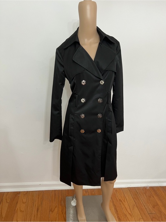 bebe Jackets & Blazers - Bebe Black Satin TrenchCoat with Pockets